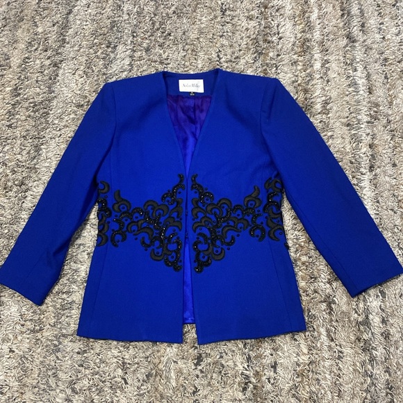 Nolan Miller vintage made Hong Kong blazer with beading embroidered detail sz 8 - Picture 13 of 13